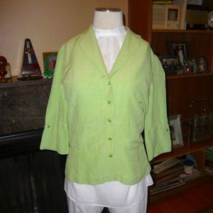 Lime Green Linen Blazer NWOT half sleeves with button cuff links.